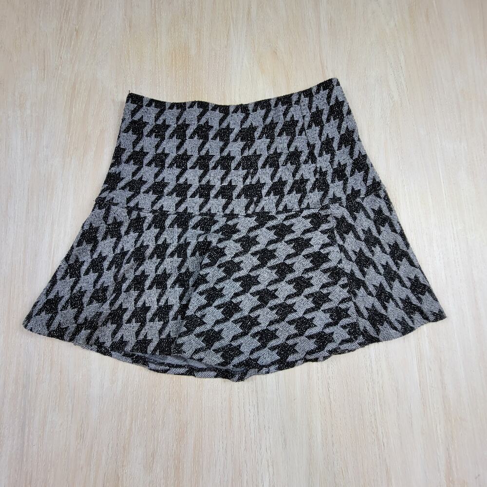 Theory Gida Gray & Black Houndstooth Preppy Academia High Waist Mini Skirt 8